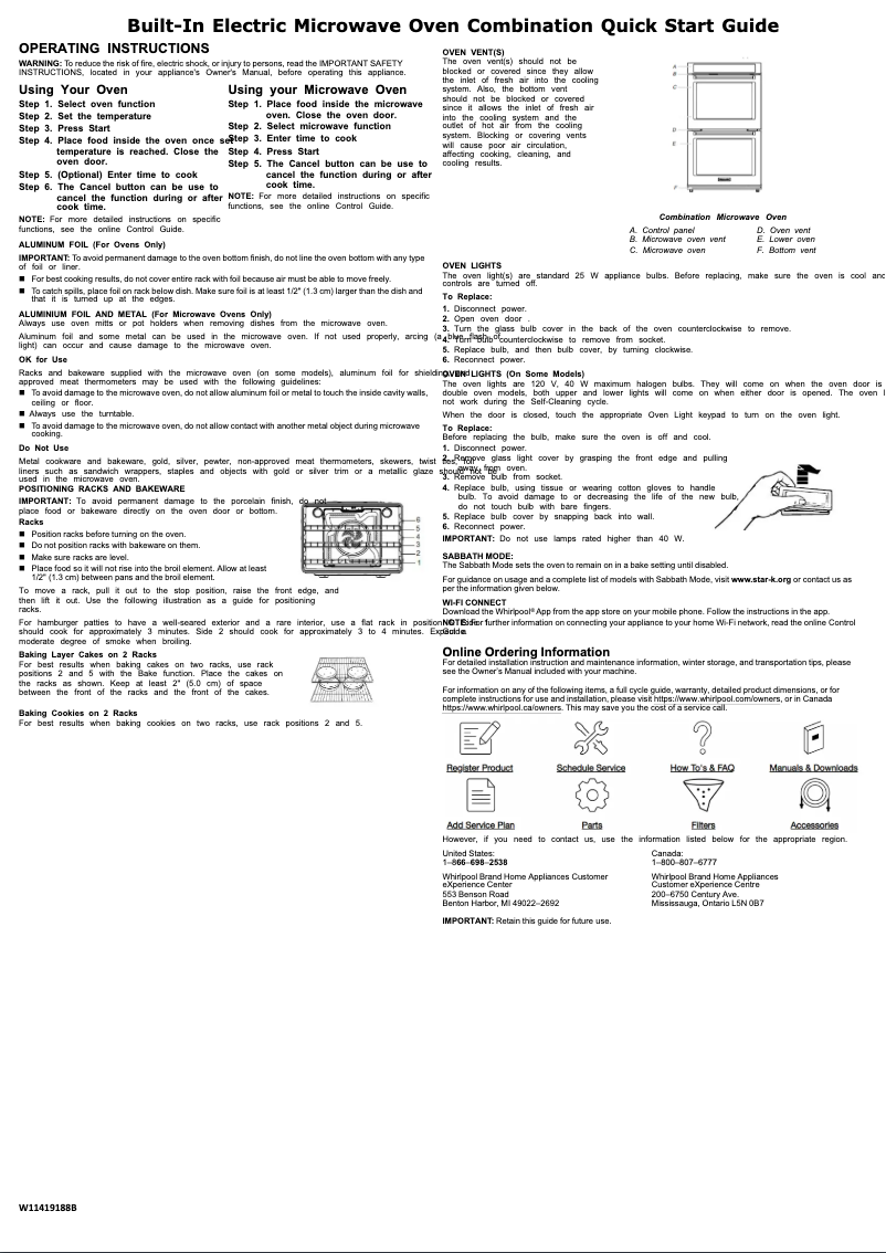 Página 1 del manual Guía de inicio rápido Whirlpool WOD51EC0HB