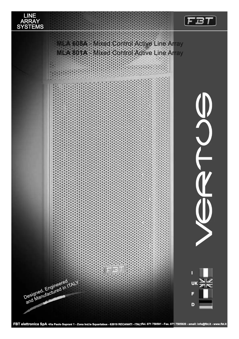 Page 1 de la notice Manuel utilisateur FBT VERTUS MLA 608A