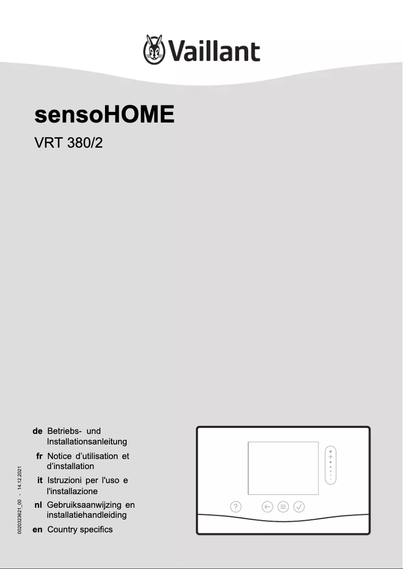 Page 1 de la notice Manuel utilisateur Vaillant sensoHOME VRT 380