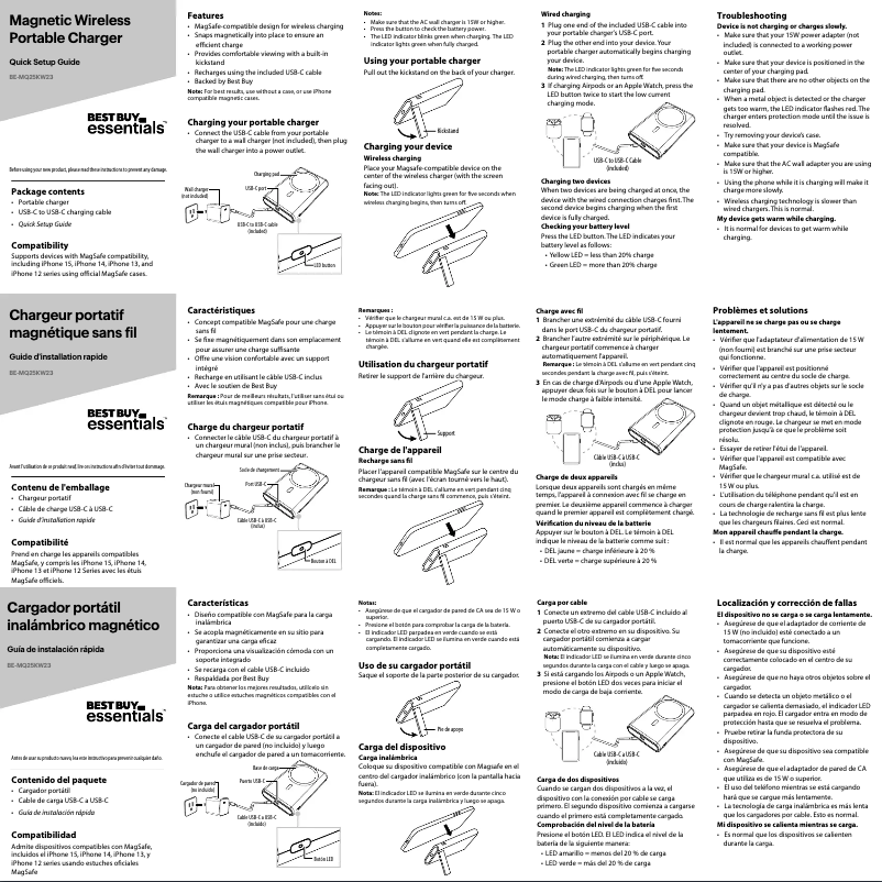 Page 1 de la notice Manuel utilisateur Best Buy BE-MQ25KW23