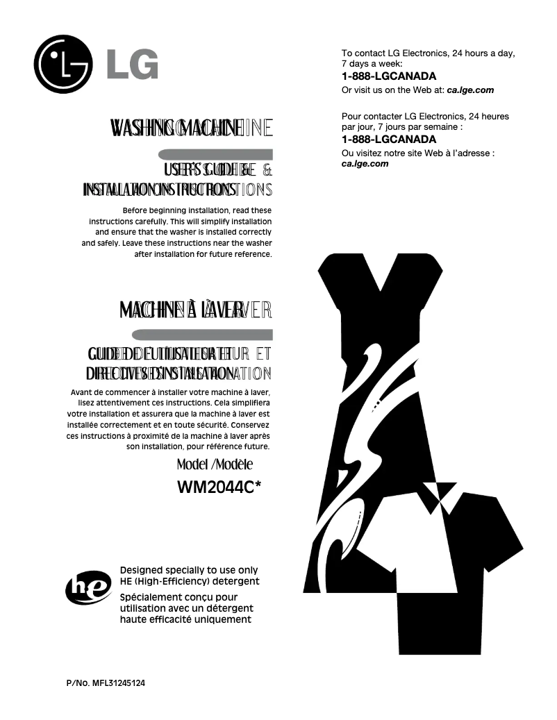 Page 1 de la notice Manuel utilisateur LG WD-10416BD