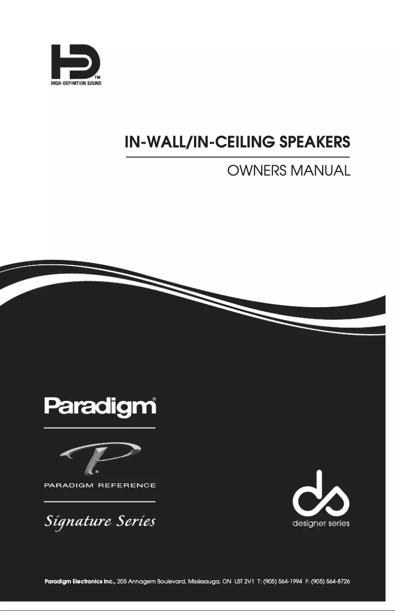 Page n°1 - Manuel utilisateur Paradigm AMS-100R