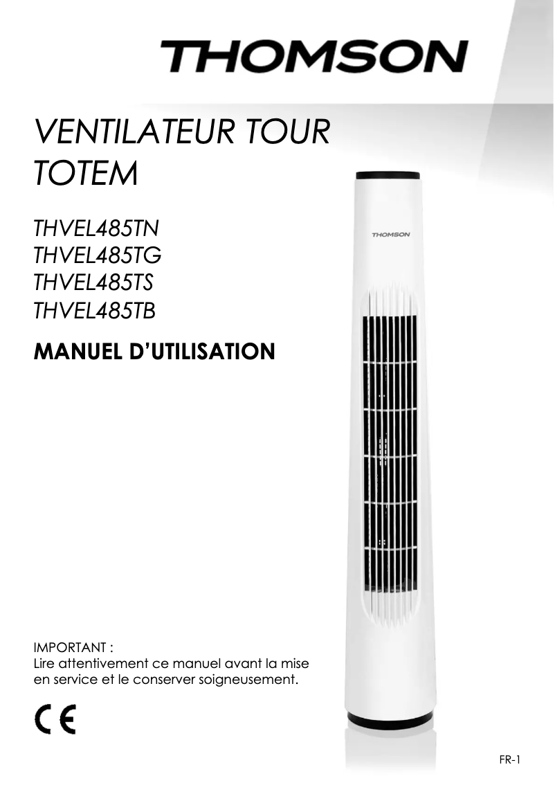Page n°1 - Manuel utilisateur Thomson THVEL485TS