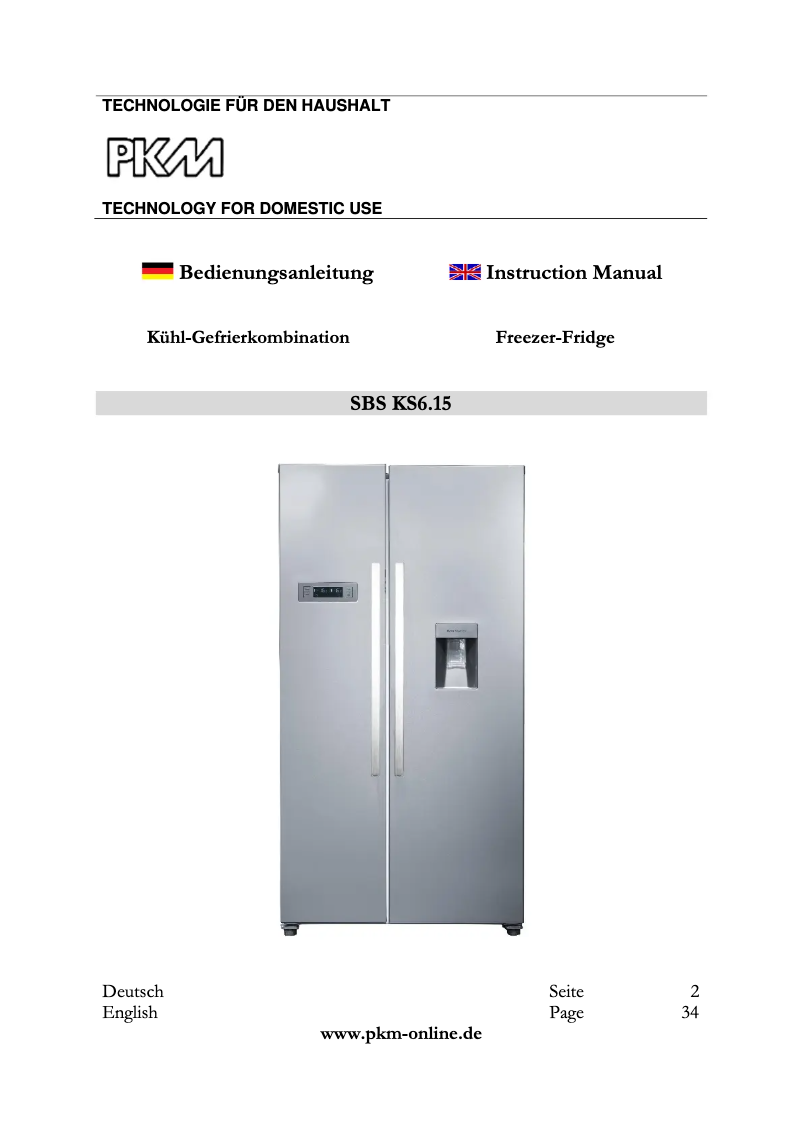 Page 1 de la notice Manuel utilisateur PKM SBS KS 6.15