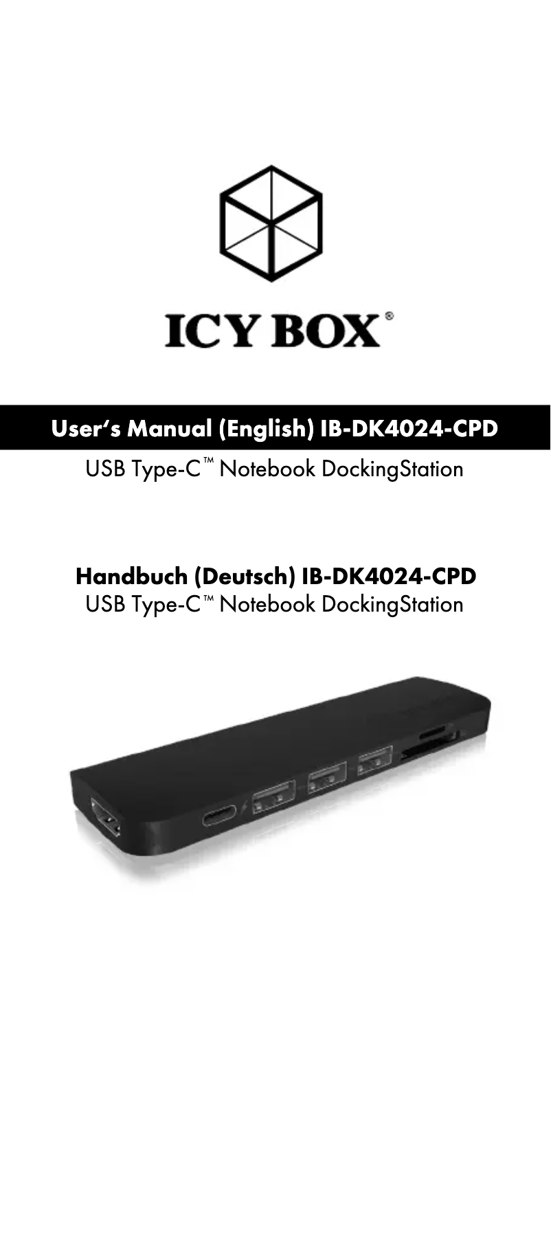 Page 1 de la notice Manuel utilisateur Icy Box IB-DK4024-CPD