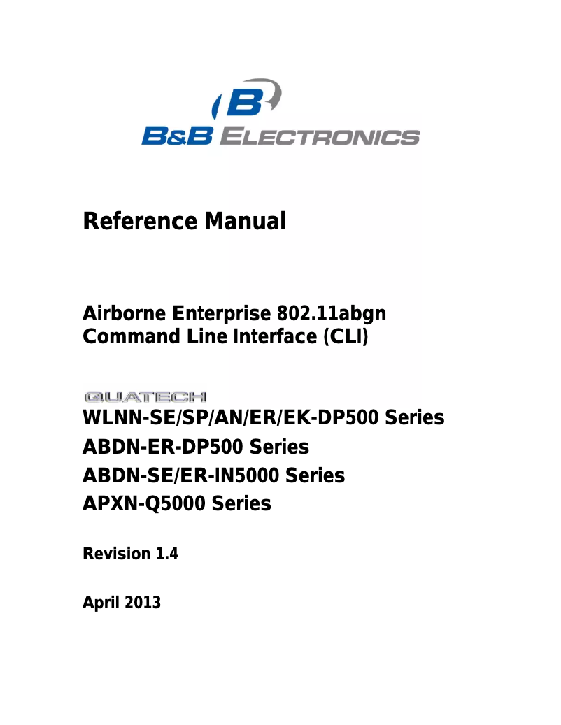 Page 1 de la notice Manuel utilisateur B&B Electronics APXN-Q5420