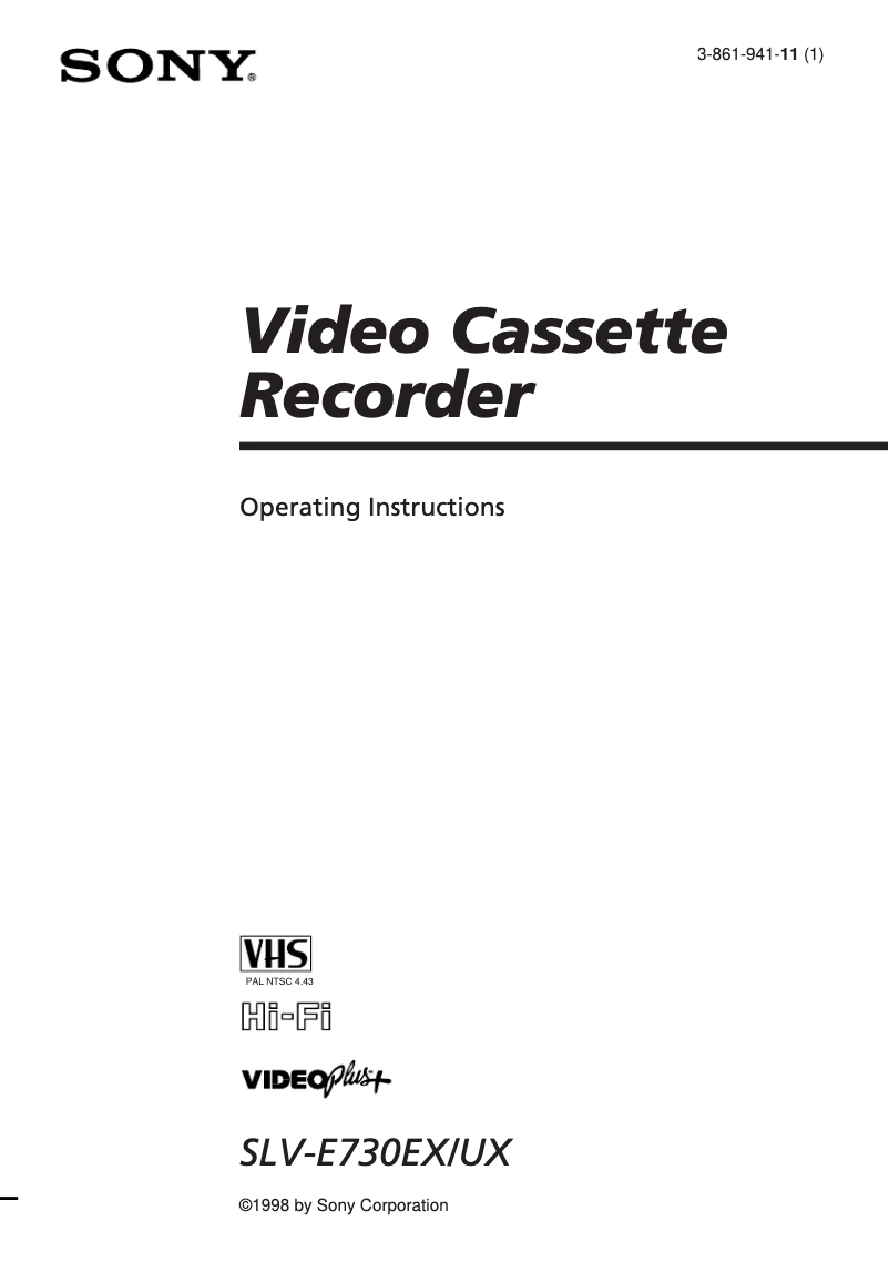 Page 1 de la notice Manuel utilisateur Sony SLV-E730EX