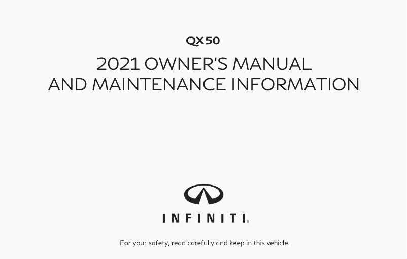 Page n°1 - Manuel utilisateur Infiniti QX50 (2021)