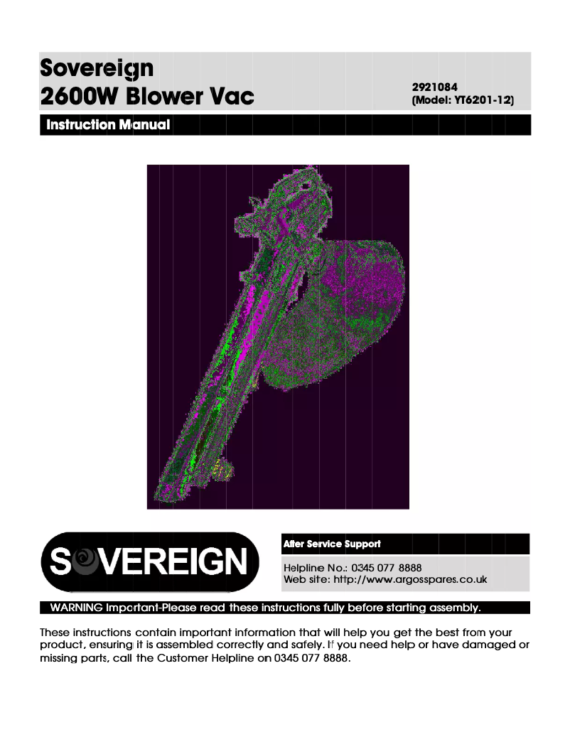 Page n°1 - Manuel utilisateur Sovereign YT6201-12