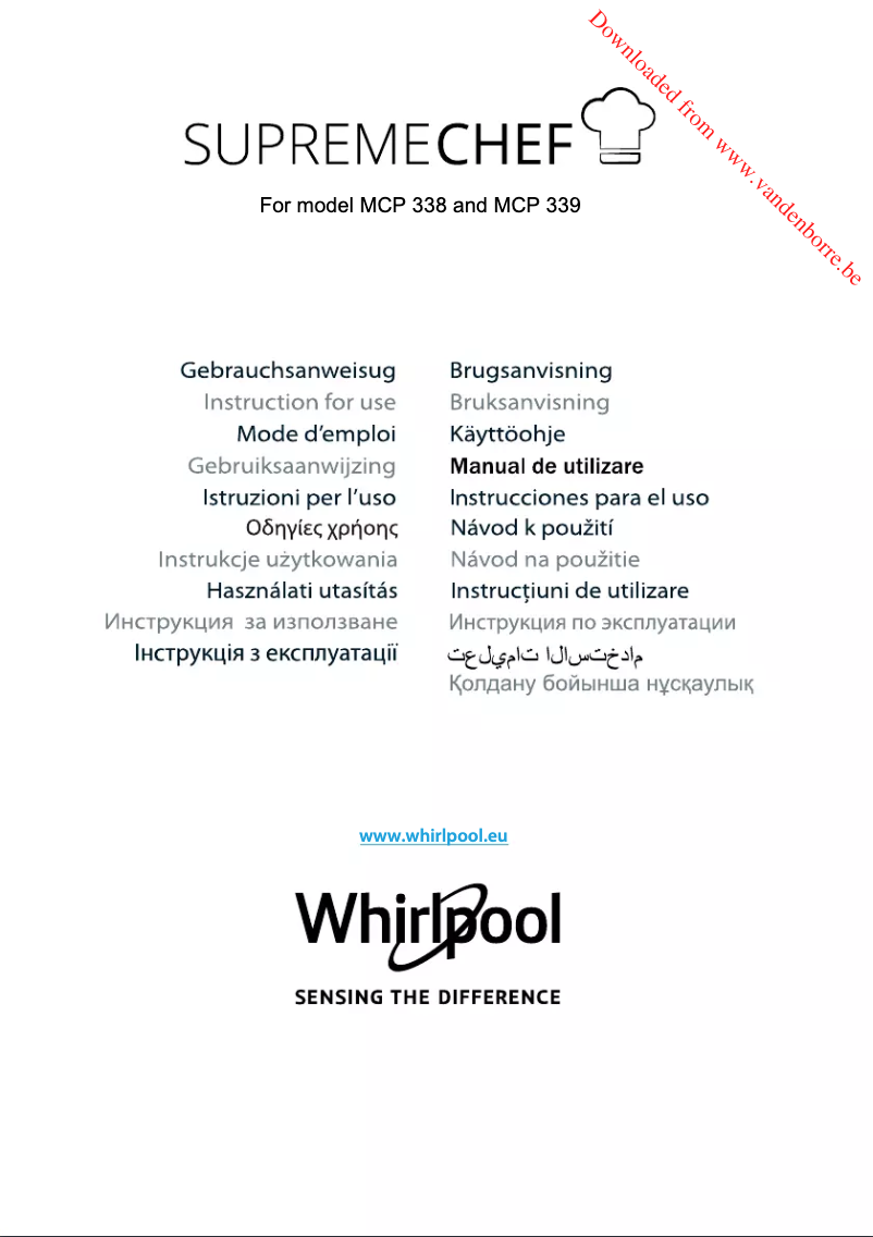 Page 1 de la notice Manuel utilisateur Whirlpool Supreme Chef MCP 339