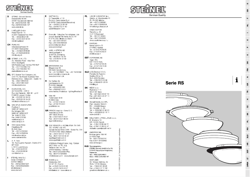 Page n°1 - Manuel utilisateur Steinel RS 100