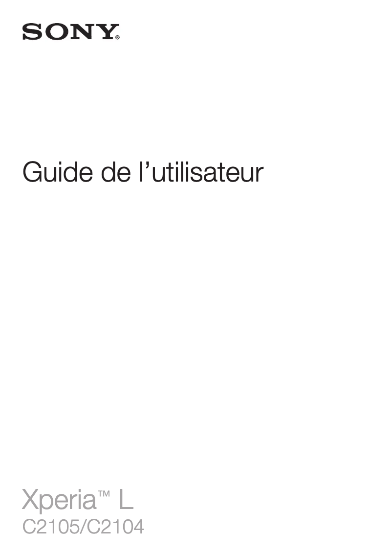Page 1 de la notice Manuel utilisateur Sony Ericsson Xperia L C2105