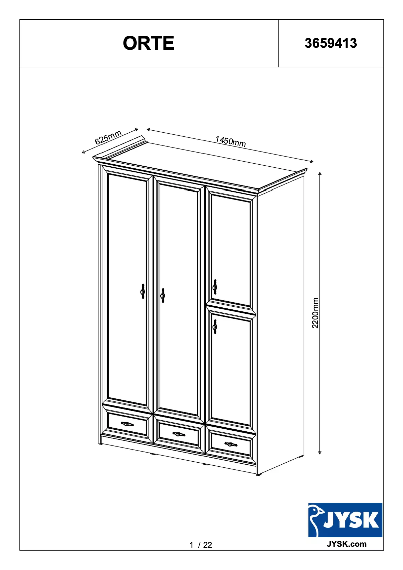 Página 1 del manual Manual de usuario JYSK Orte (145x220x63)