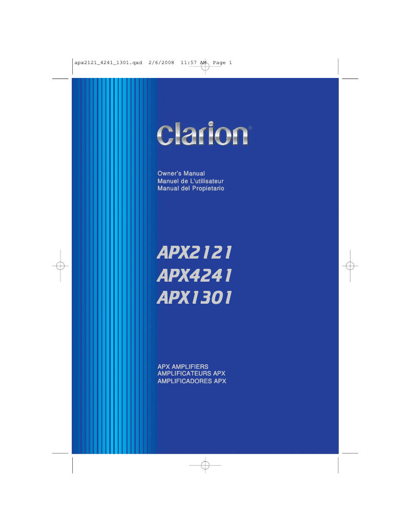 Page n°1 - Manuel utilisateur Clarion APX2121