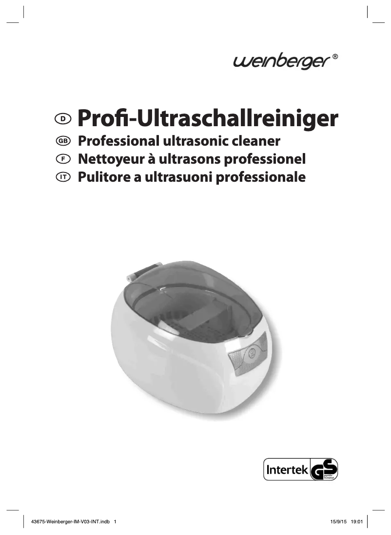 Página 1 del manual Manual de usuario Weinberger SU-739