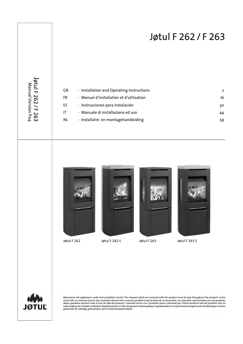 Page n°1 - Manuel utilisateur Jøtul F 263