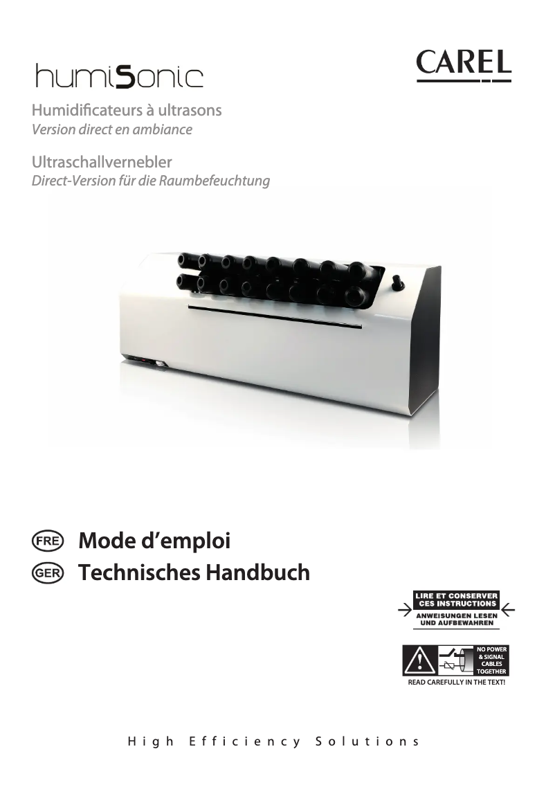 Page 1 de la notice Manuel utilisateur Carel humiSonic direct