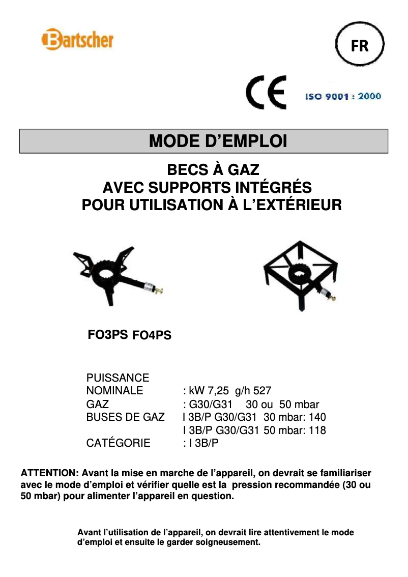 Page n°1 - Manuel utilisateur Bartscher K750