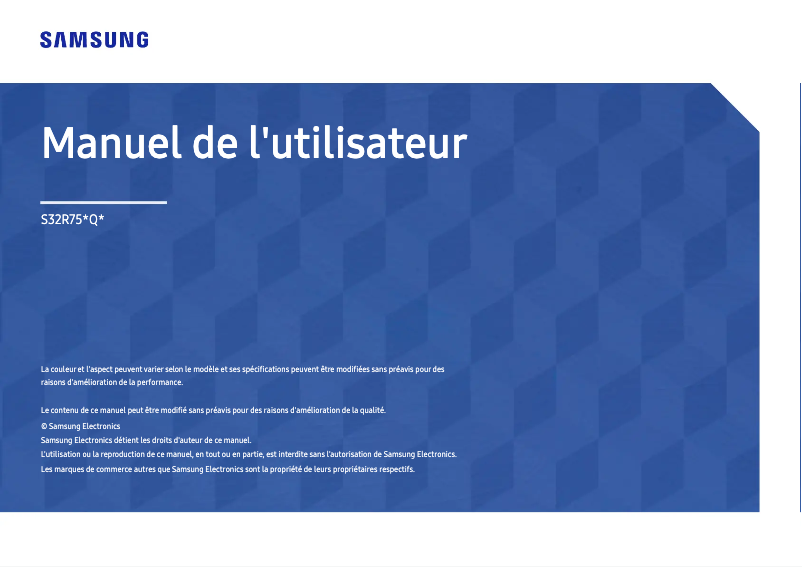 Page 1 de la notice Manuel utilisateur Samsung S32R750QEN