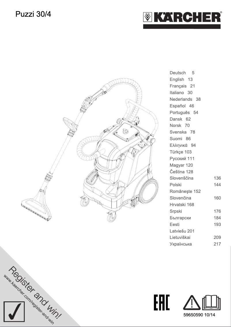 Page 1 of the manual User Manual Kärcher Puzzi 30/4