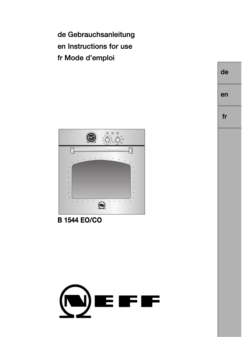 Page n°1 - Manuel utilisateur Neff B1544E0
