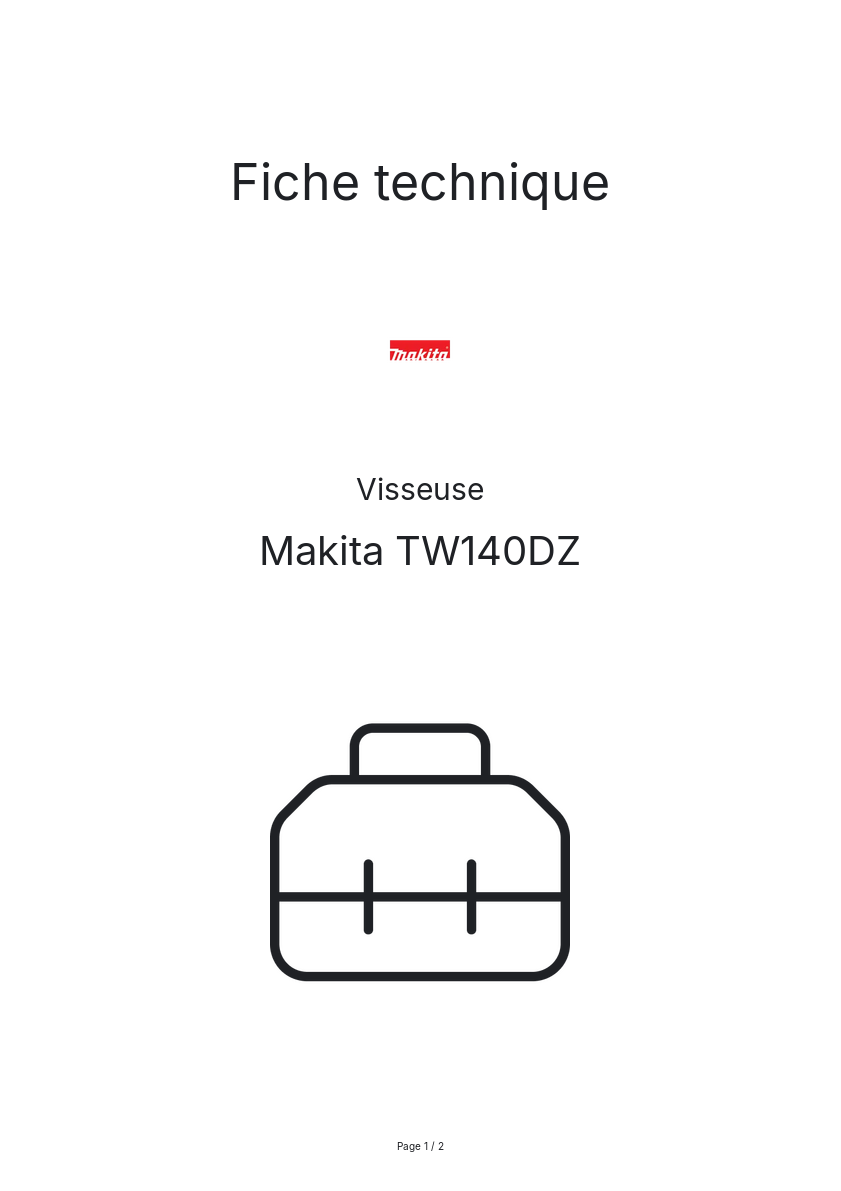 Page n°1 - Fiche technique Makita TW140DZ
