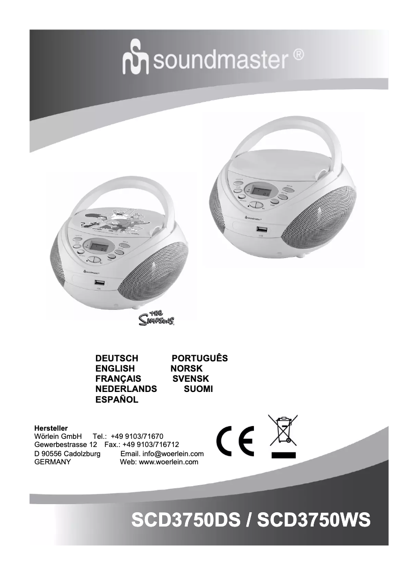 Page 1 de la notice Manuel utilisateur Soundmaster SCD3750