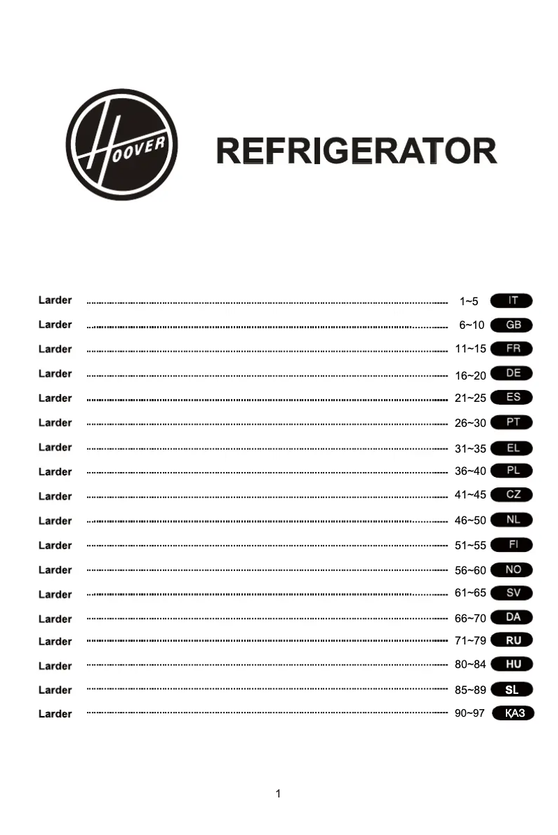 Page 1 de la notice Manuel utilisateur Hoover HFLE54XK