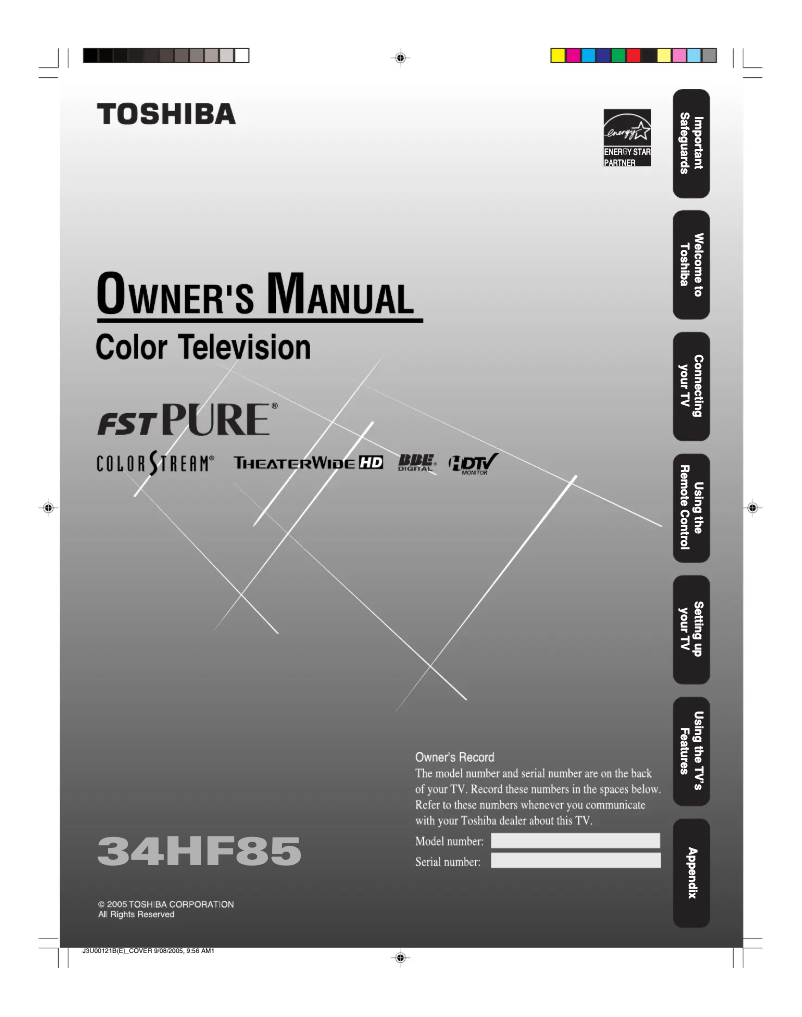 Page n°1 - Manuel utilisateur Toshiba TheaterWide 34HF85