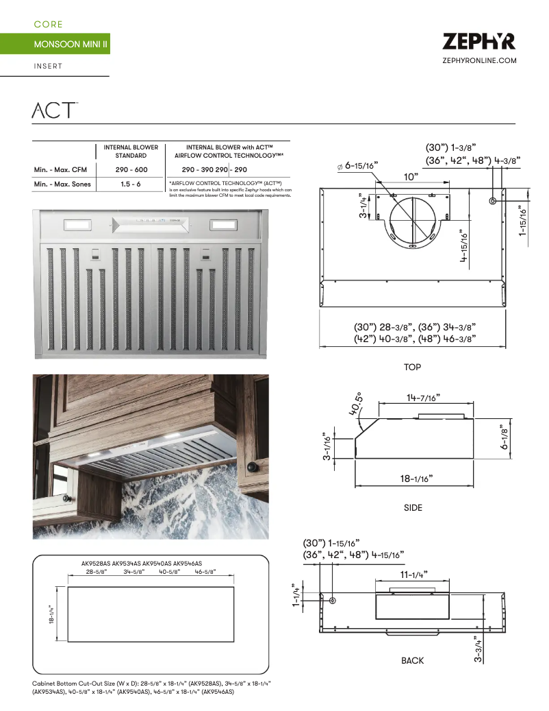 Page n°1 - Fiche technique Zephyr Monsoon Mini II AK9540AS