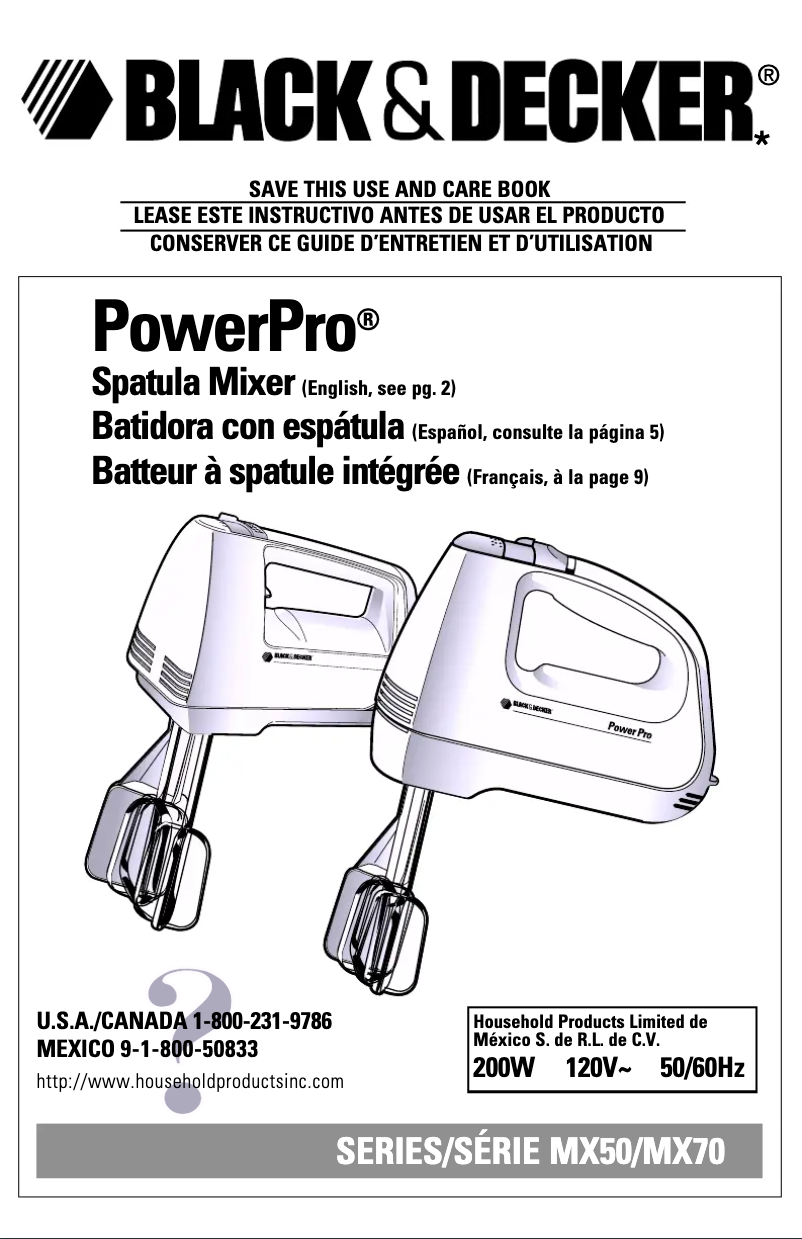 Page n°1 - Manuel utilisateur Black & Decker MX70
