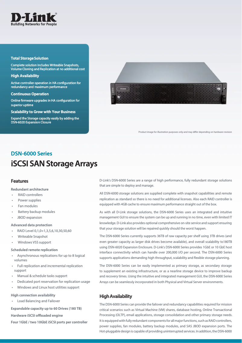 Page 1 de la notice Fiche technique D-Link DSN-6020