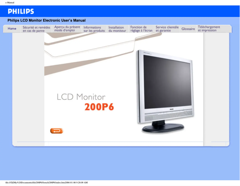 Page n°1 - Manuel utilisateur Philips Brilliance 200P6IG