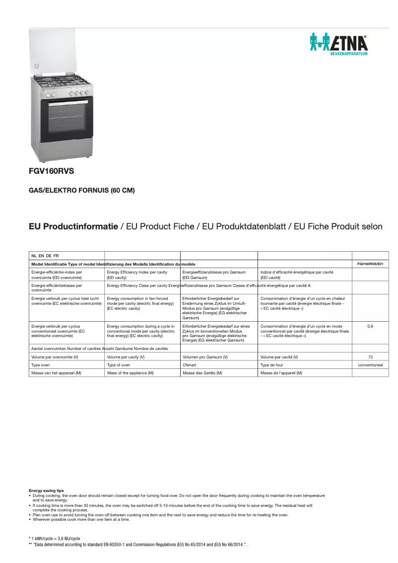 Image de la première page du manuel de l'appareil FGV160RVS
