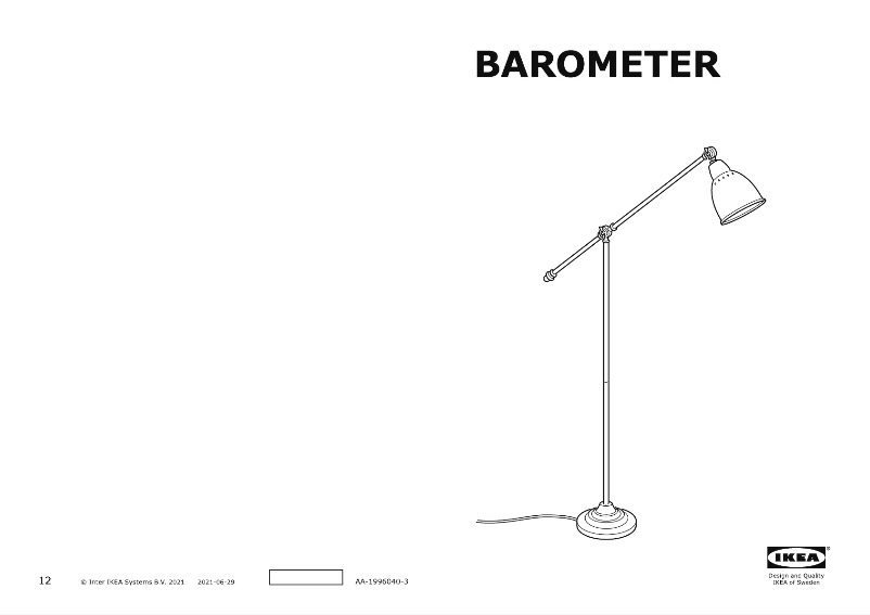 Page 1 de la notice Manuel utilisateur Ikea BAROMETER 303.580.50