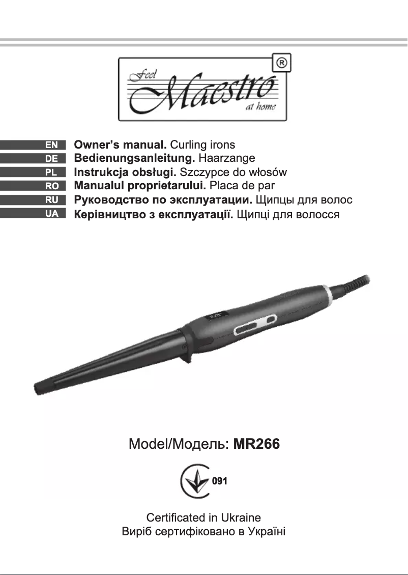 Page n°1 - Manuel utilisateur Maestro MR266