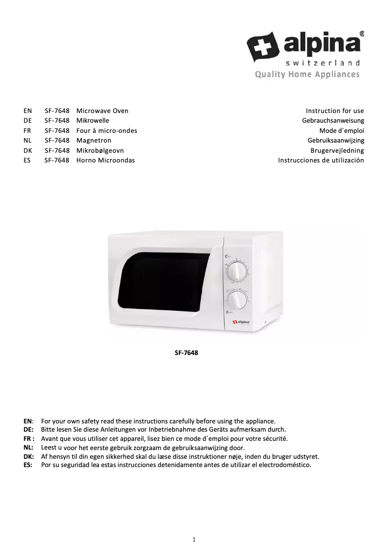 Image de la première page du manuel de l'appareil SF-7648