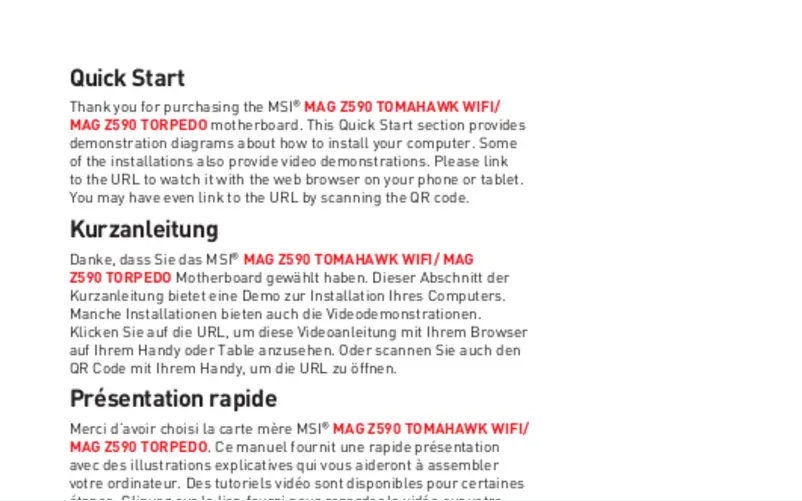 Page n°1 - Manuel utilisateur MSI MAG Z590 Tomahawk WIFI