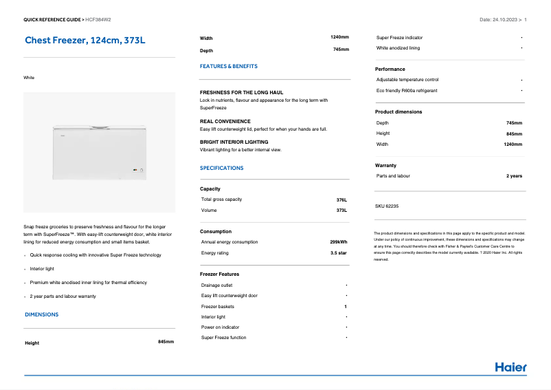 Page n°1 - Manuel utilisateur Haier HCF384W2