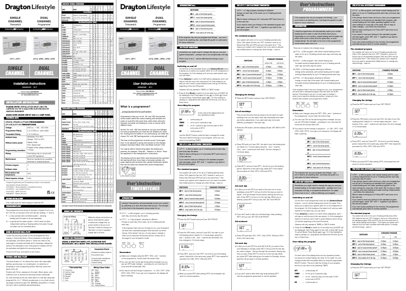 Page 1 de la notice Guide d'installation Drayton Lifestyle LP112