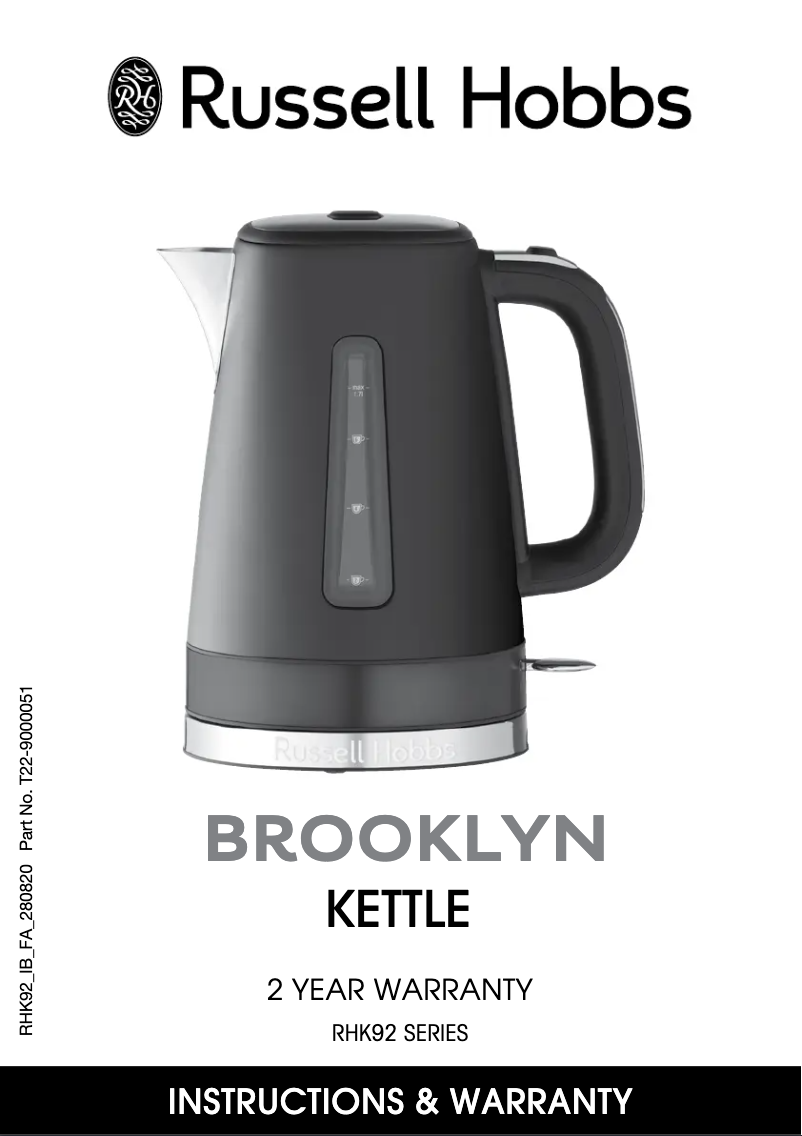 Page n°1 - Manuel utilisateur Russell Hobbs Brooklyn RHK92