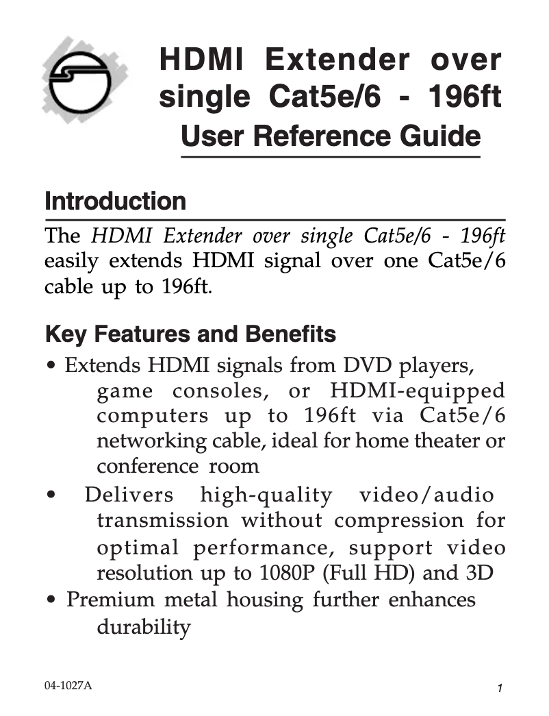 Page n°1 - Manuel utilisateur Siig CE-H22D11-S1