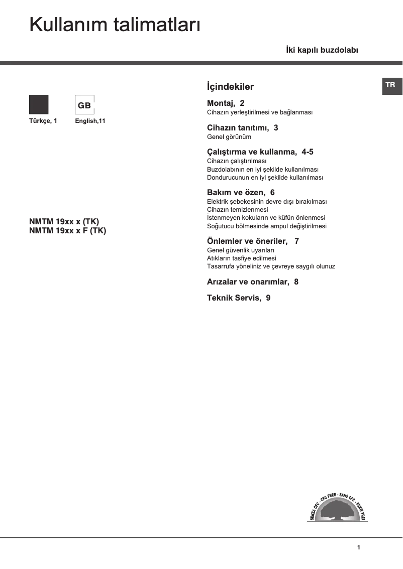 Image de la première page du manuel de l'appareil NMTM 1922 F (TK)