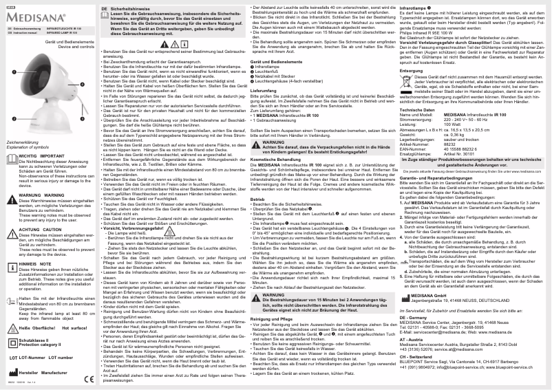 Page n°1 - Manuel utilisateur Medisana IR100