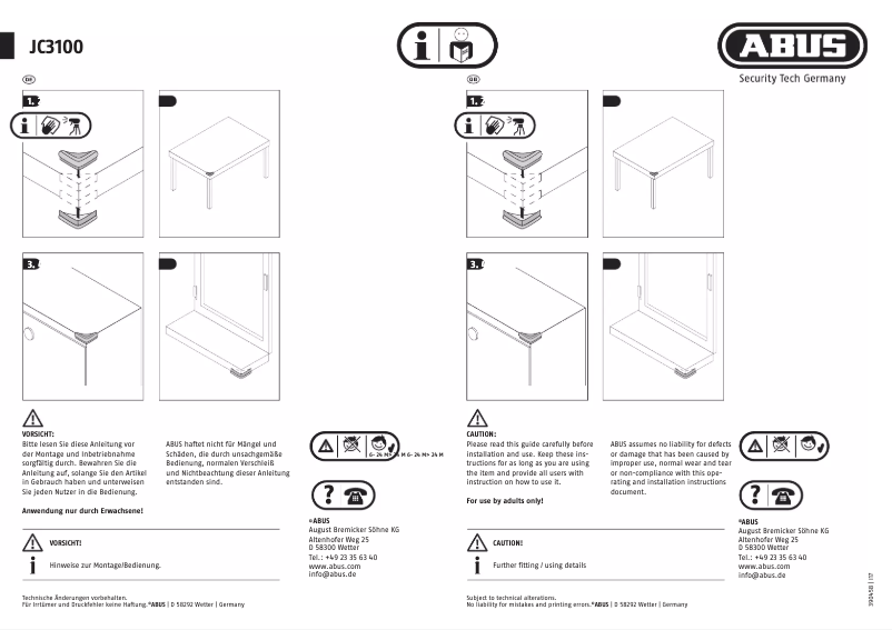 Page n°1 - Mode d'emploi Abus JC3100