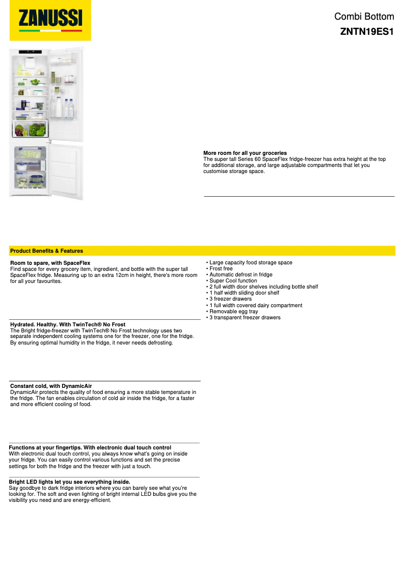 Image de la première page du manuel de l'appareil ZNTN19ES1