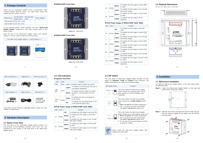Page n°1 - Manuel utilisateur Planet WGS-814HP