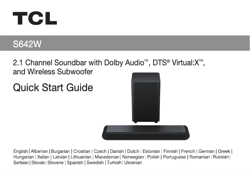 Page 1 de la notice Guide de démarrage rapide TCL S642W