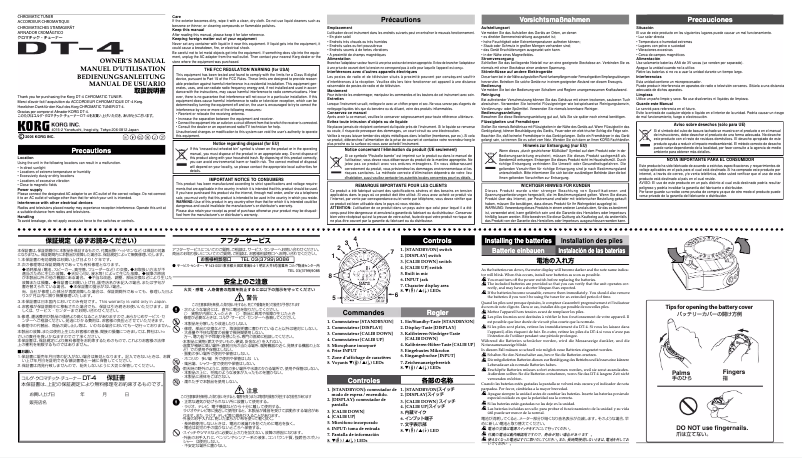 Page n°1 - Manuel utilisateur Korg DT-4