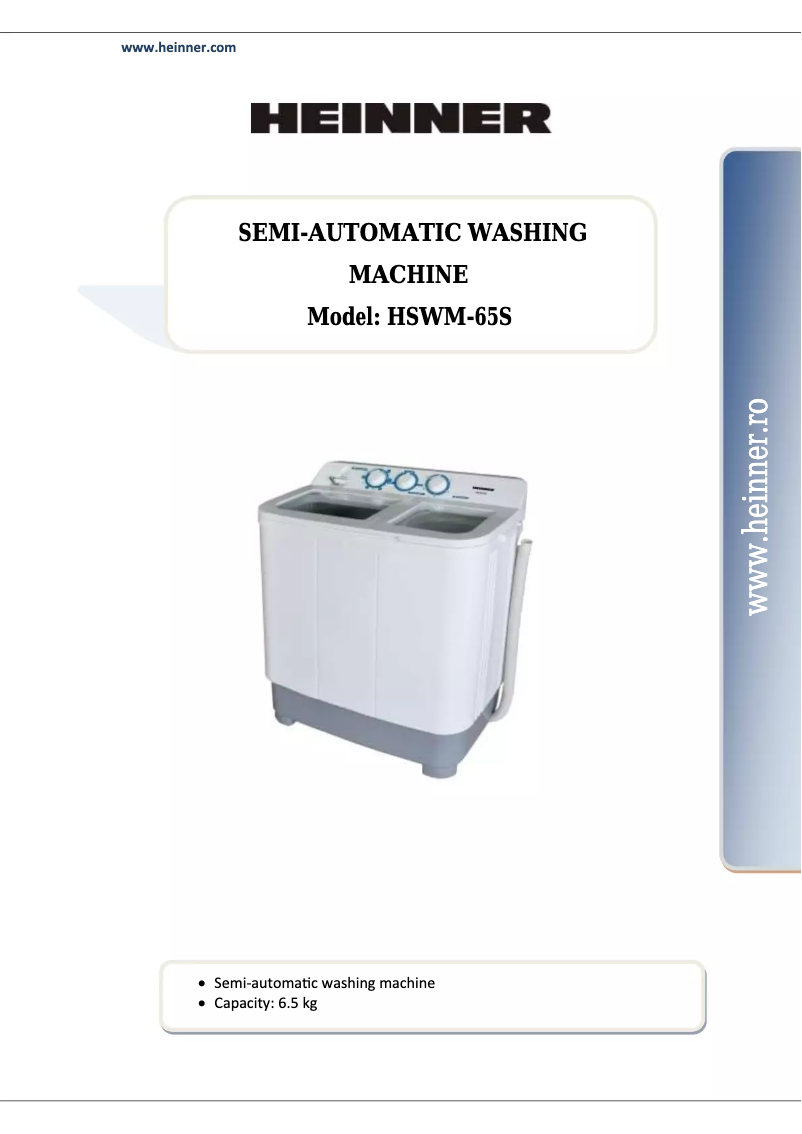 Page 1 de la notice Manuel utilisateur Heinner HSWM-65S